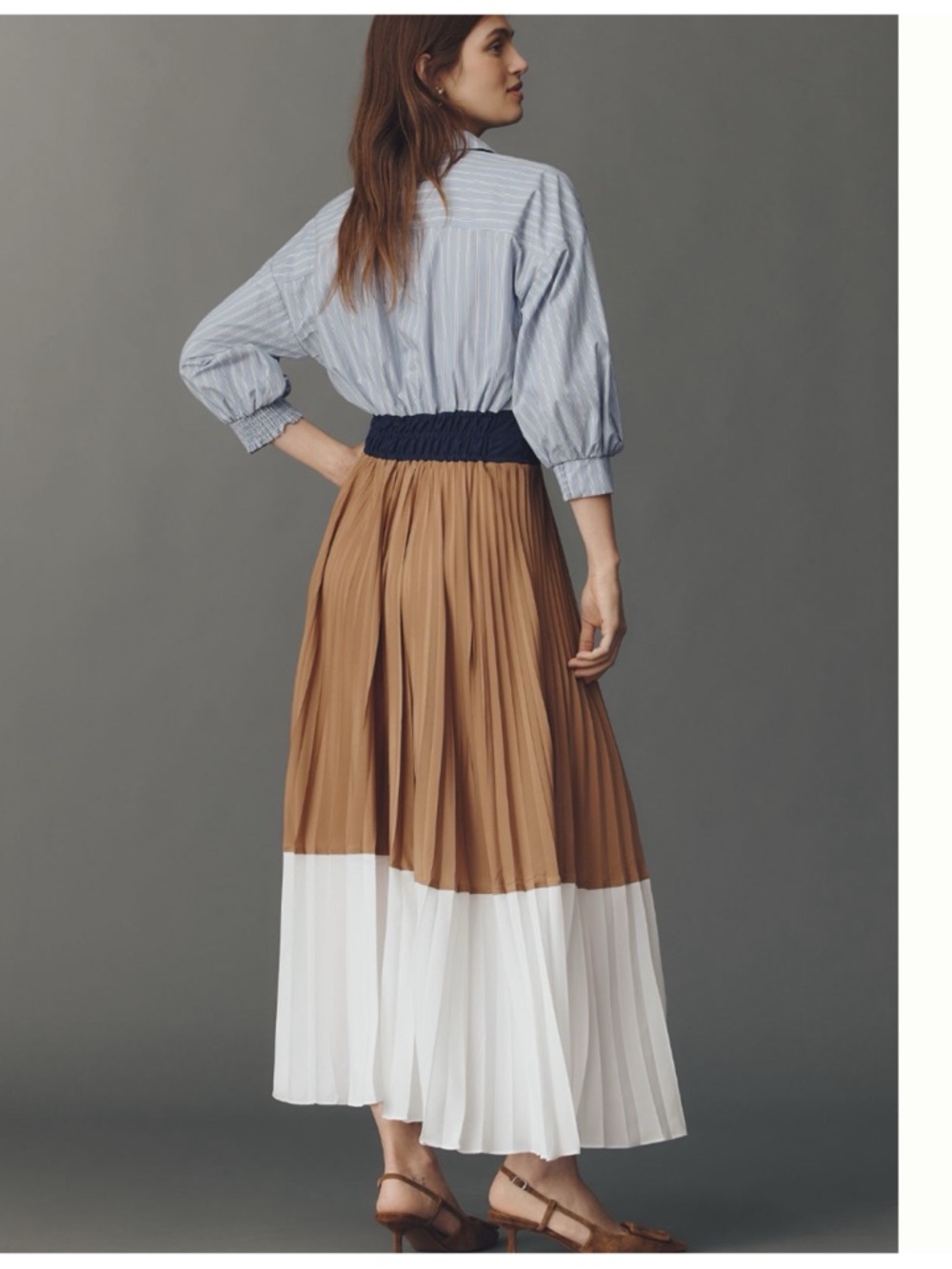 NWT Anthropologie The Somerset Colorblock Pleated Twofer Maxi Dress, XL - Picture 7 of 11